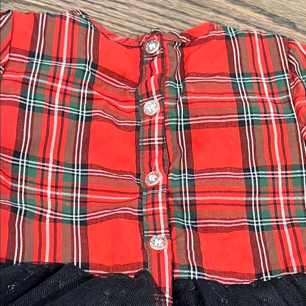 Andy & Evan Red Plaid Dress with Black Tulle Skirt 12-18 months baby sale - Picture 8 of 10